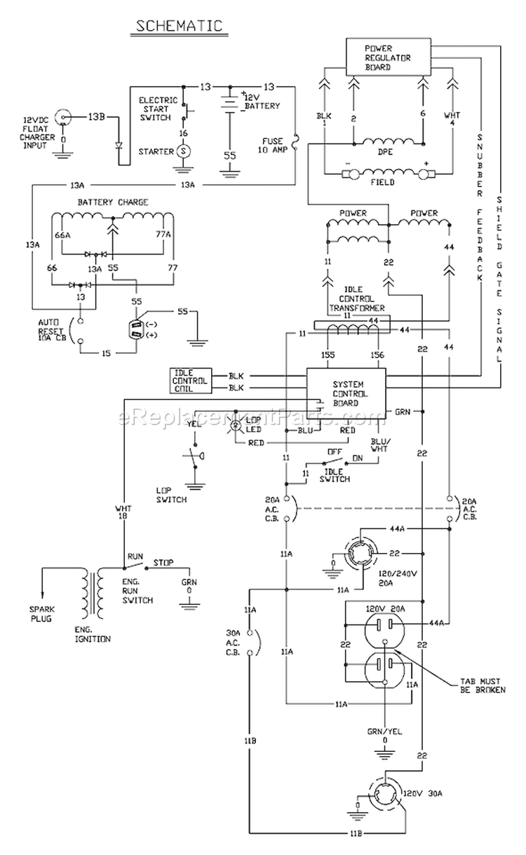 Page D Diagram and Parts List for 1656-1  Briggs and Stratton Generator